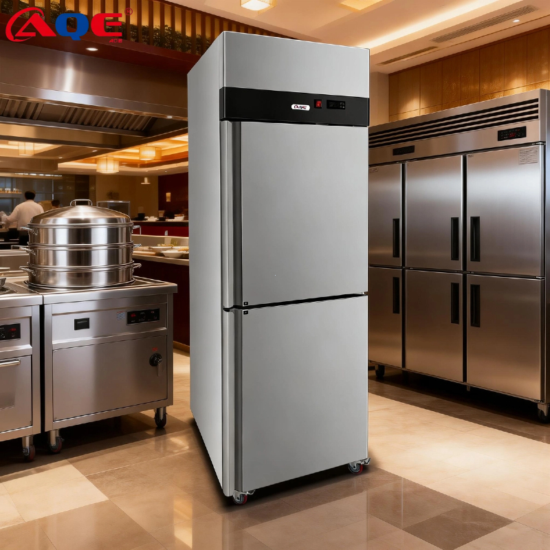 Upright Freezer Upright Combi Chiller&Freezer Steinless Steel Pembeku Dapur Restoran 2Pintu kabinet