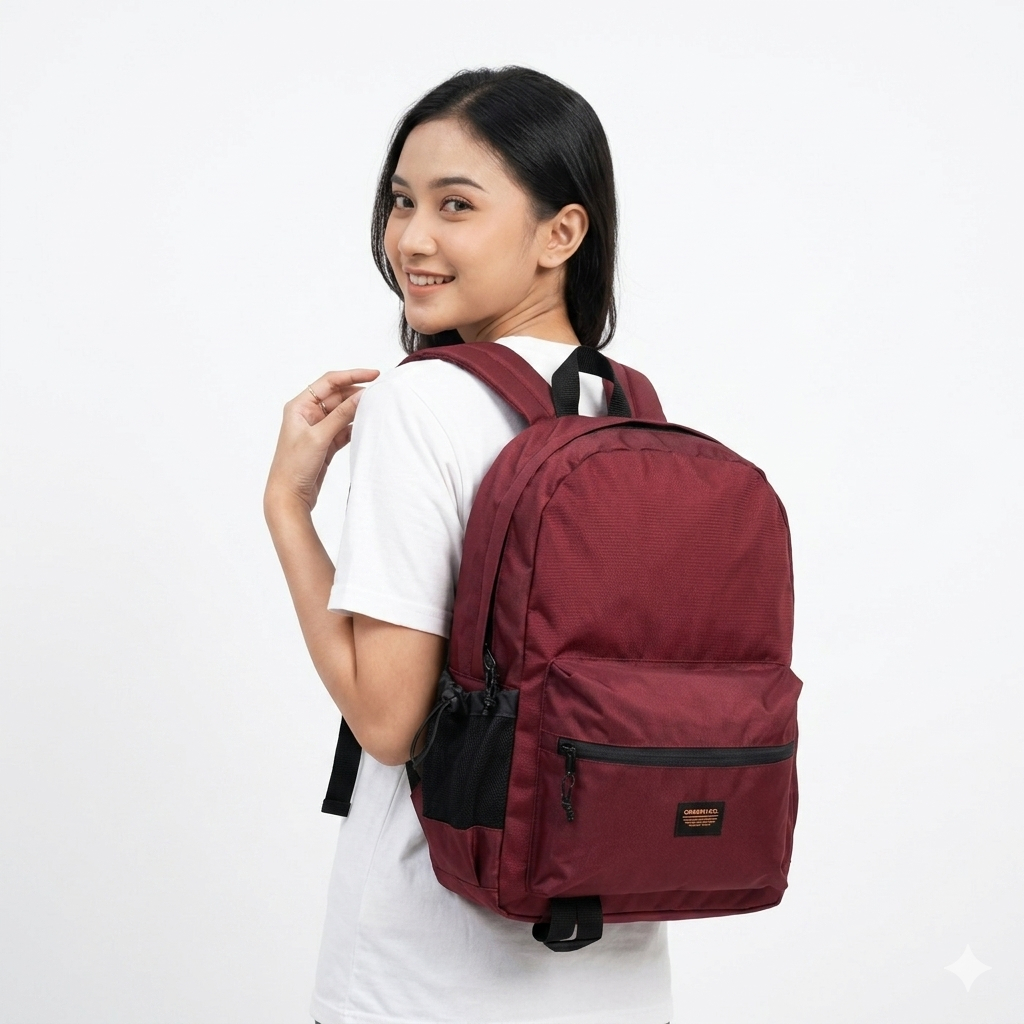 Tas Ransel Pria Backpack Sekolah Kuliah Ork689 BP Makilah Maroon