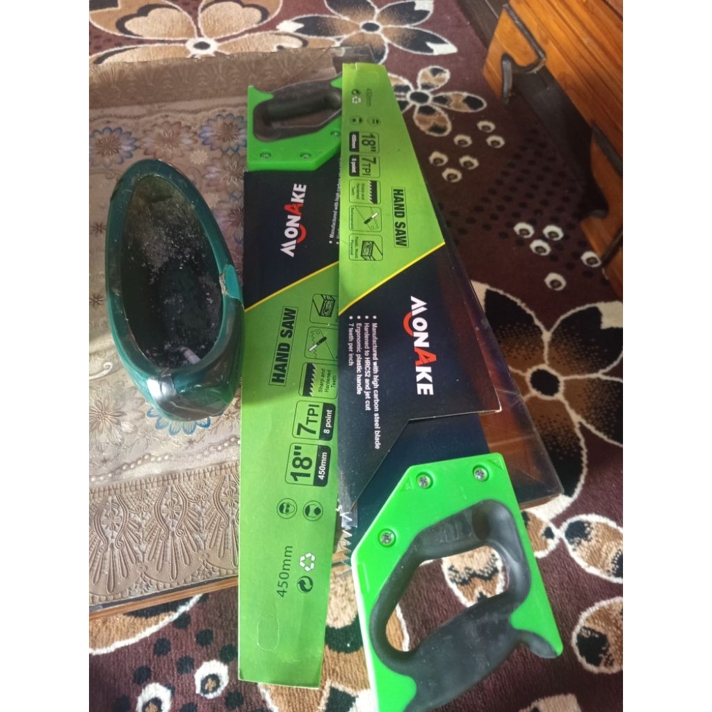 Gergaji Kayu Tangan Tekiro 18 Inch - Gagang Fiber PVC, Tahan Lama dan Ergonomis