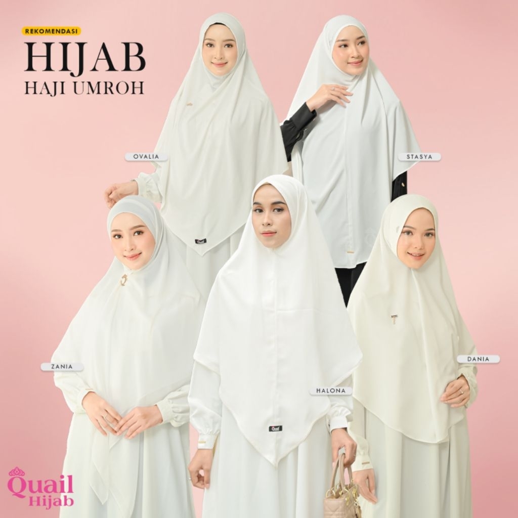 Jilbab Khimar untuk Haji/Umroh Warna Putih/Putih tulang/Broken white