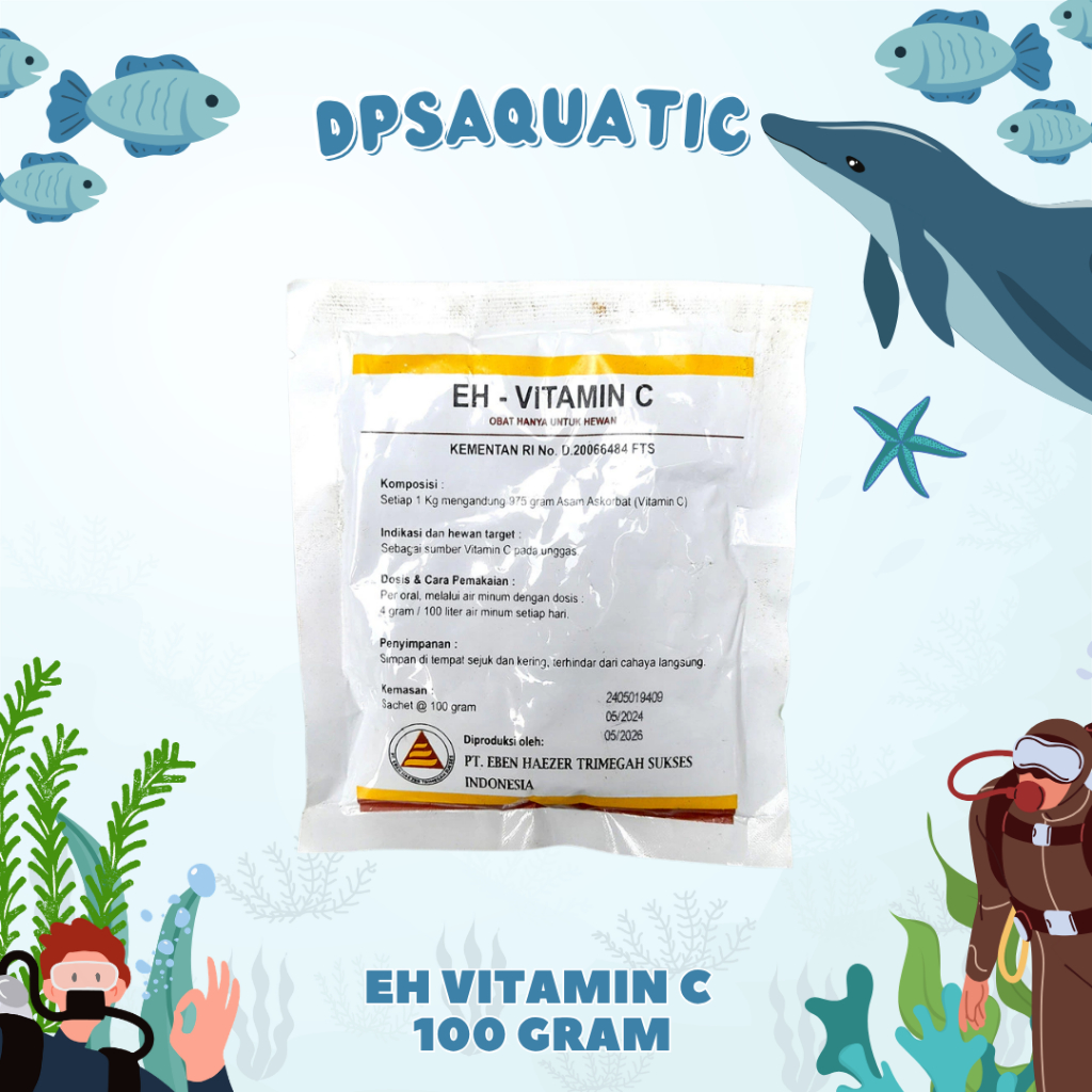 EH VITAMIN C 100 GRAM - Vitamin C Untuk Ternak Ayam Minum Unggas.