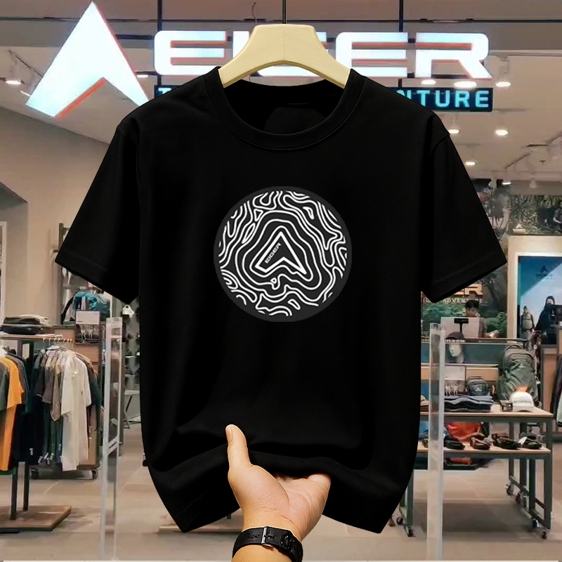 COD Kaos oblong pria berkerah bulat asli 100% katun berkualitas tinggi ukuran besar dengan motif kon