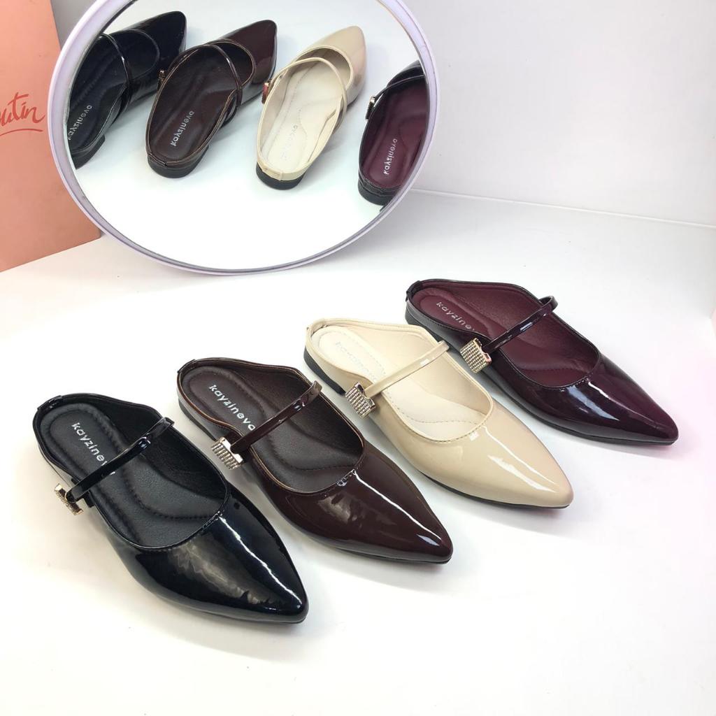 Kayzineva Sepatu Sandal Flat Wanita Bustong Korea Patricia Karet Shoes