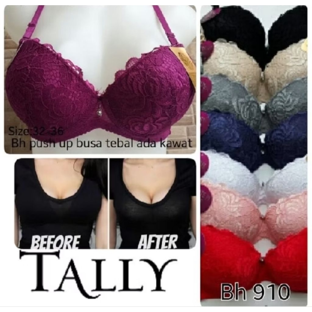 Tally Bra 910 Push Up Cup B Kawat Kait 2 Tali Bisa Lepas