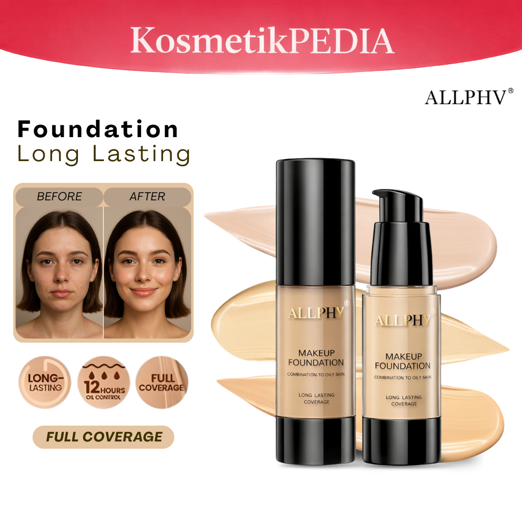 ALLPHV Foundation Full Coverage – Matte Liquid Foundation Makeup Tahan Lama Waterproof Anti Air