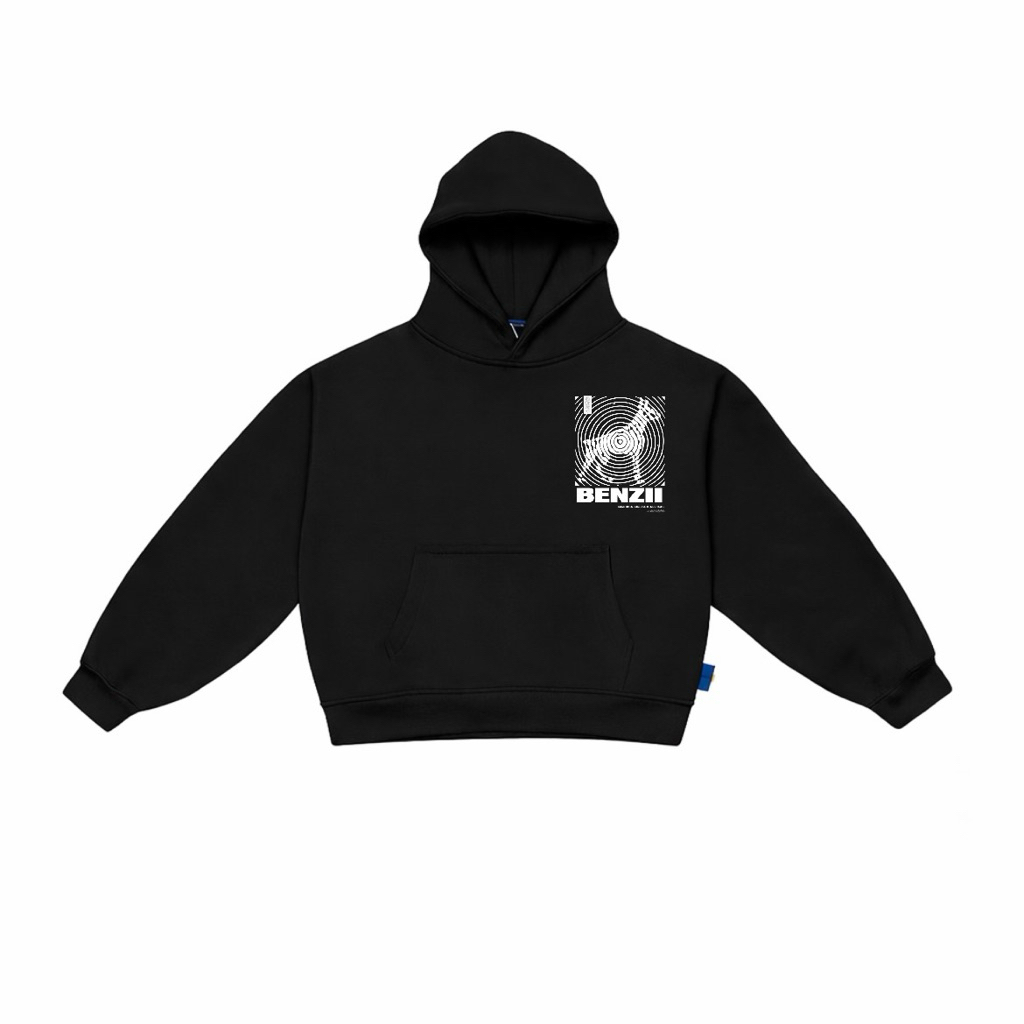 BENZII CLUB - Hoodie Boxy 330GSM Ripple Dog Signal Black