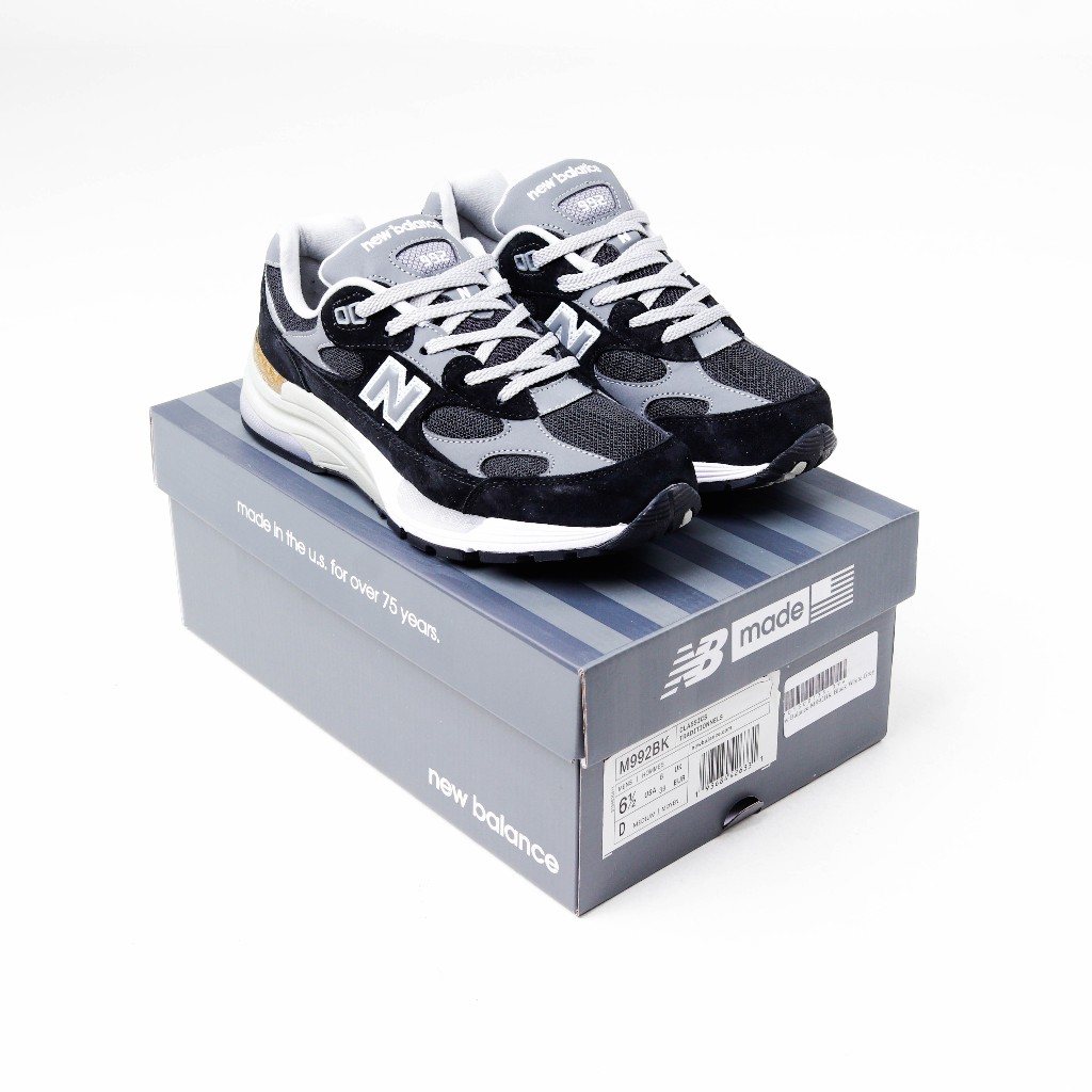 (FTBX) Sepatu Sneakers New Balance M992BK Black White Grey - 992