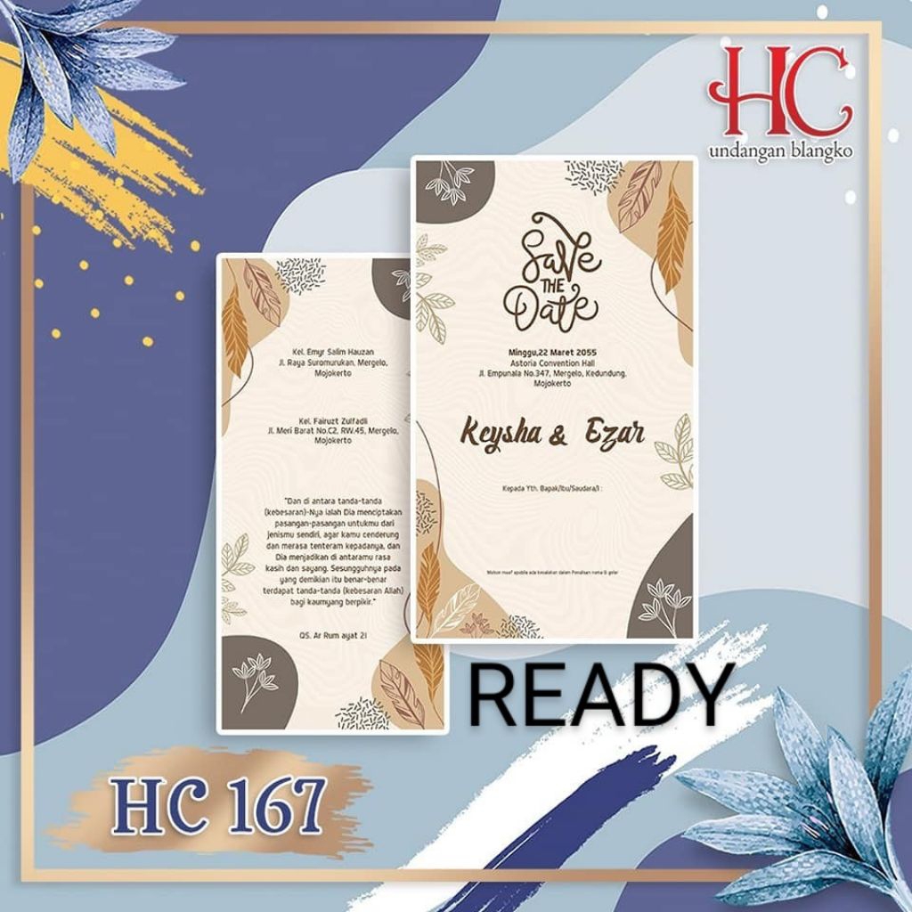 Undangan Pernikahan Custom Elegan Minimalis Kertas Art Paper Tebal Free Plastik Label Nama dan Konsu