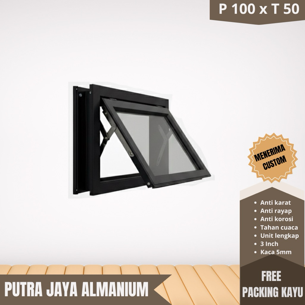 Jendela Aluminium Jungkit T 50 x P 100
