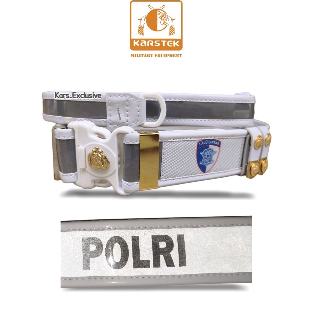 KARS_EXCLUSIVE - Sabuk Kopel Lantas Polisi - Polri Logo Terbaru - Griptek 3M Motif Polri Kancing Ful