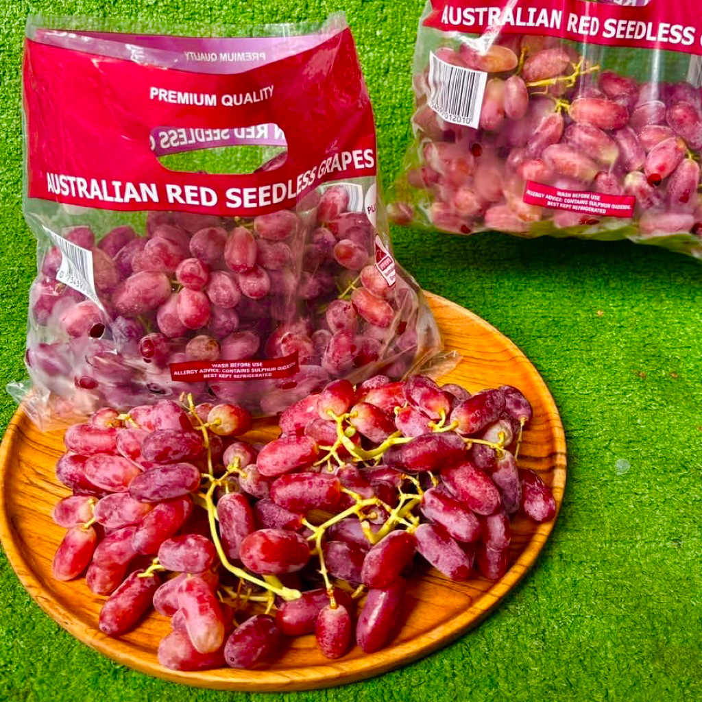 PROMO Anggur Merah Long Crimson Australia, Non biji, Manis, Fresh 500gr