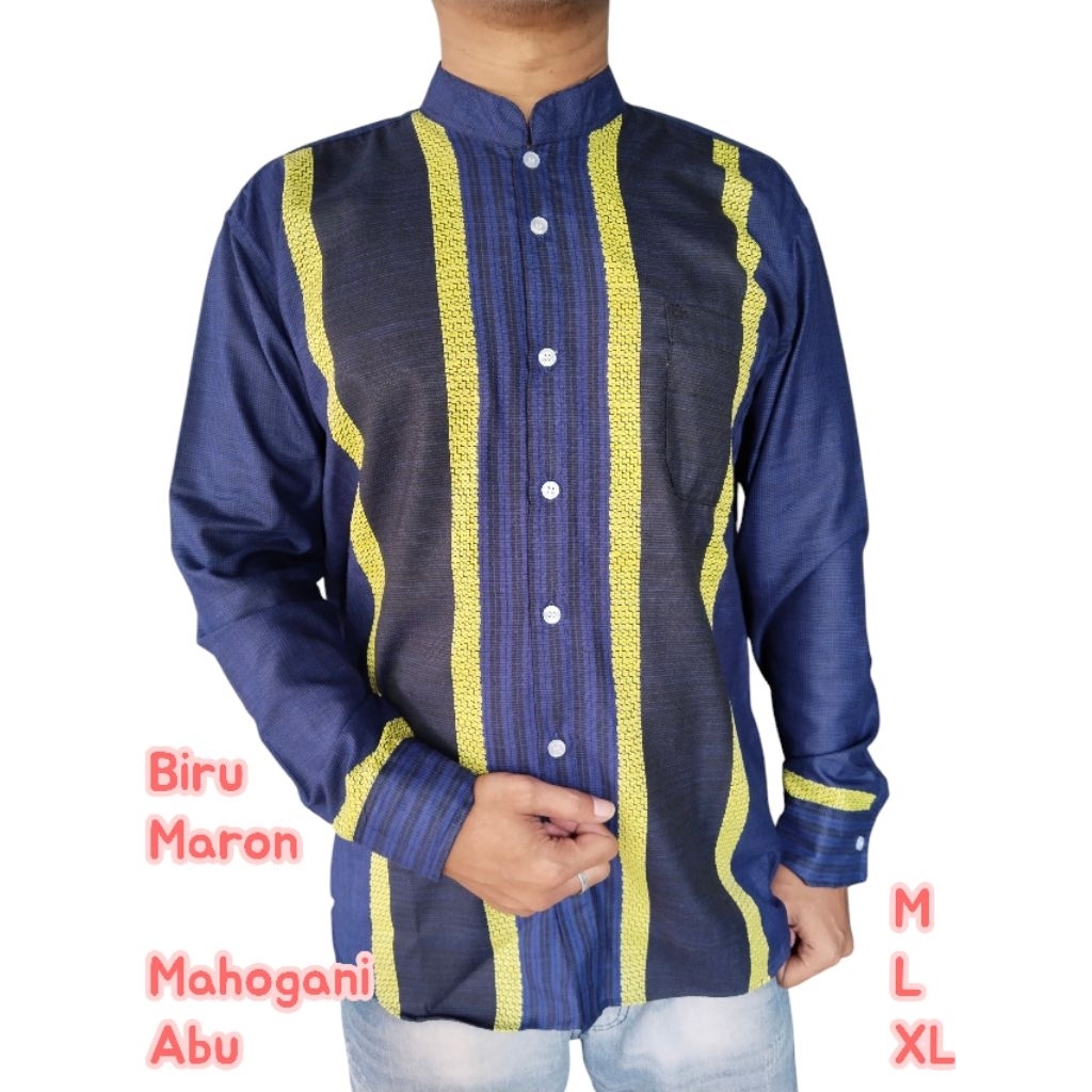 Baju Koko Pria katun madinah Lengan Panjang.