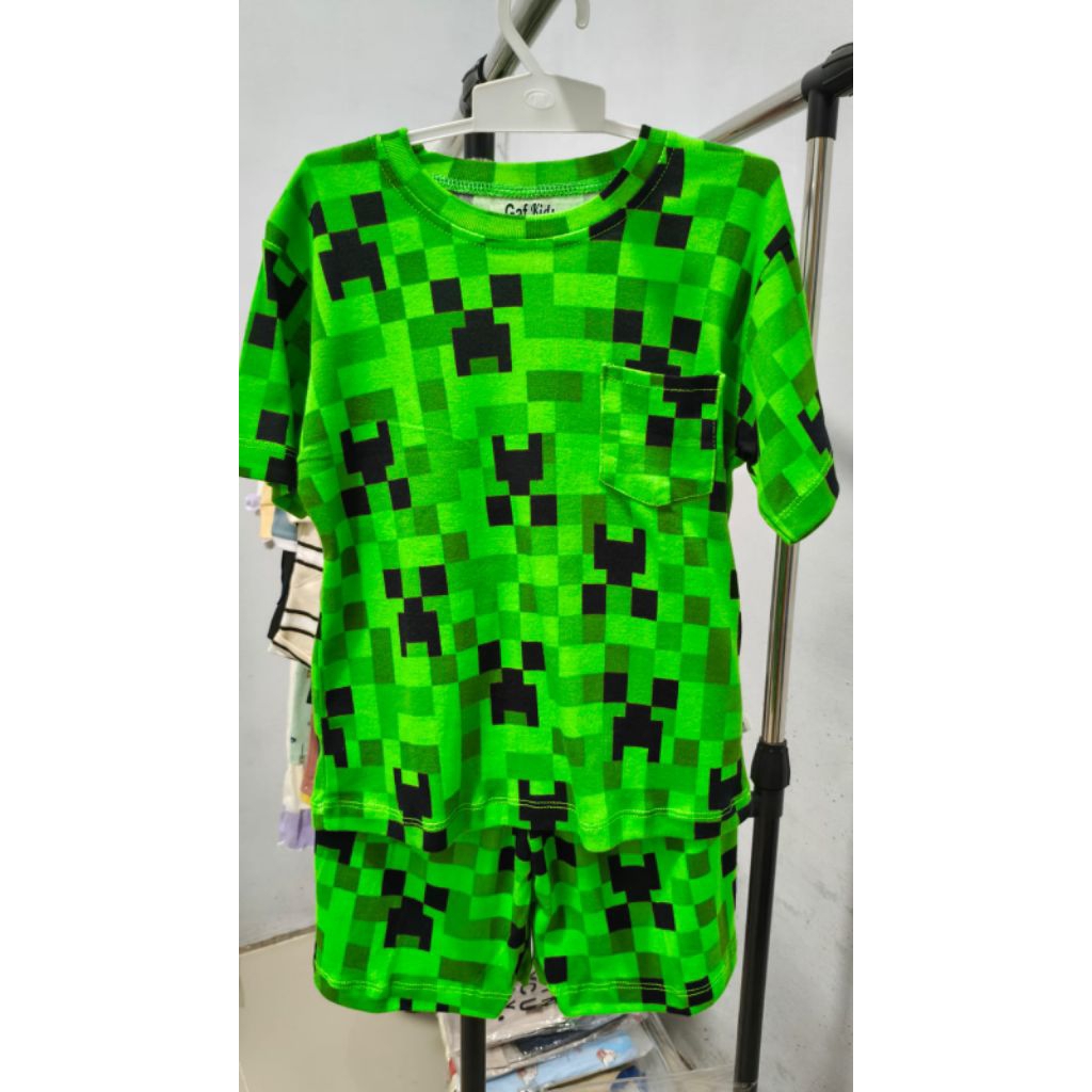 SETELAN PENDEK MINECRAFT.  MINECRAFT BAJU MINECRAFT SETELAN PENDEK ADEM SETELAN PIYAMA MINECRAFT