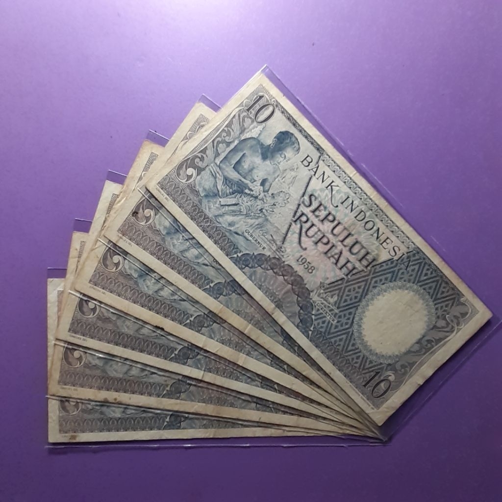 uang kuno 10 rupiah pekerja 1958