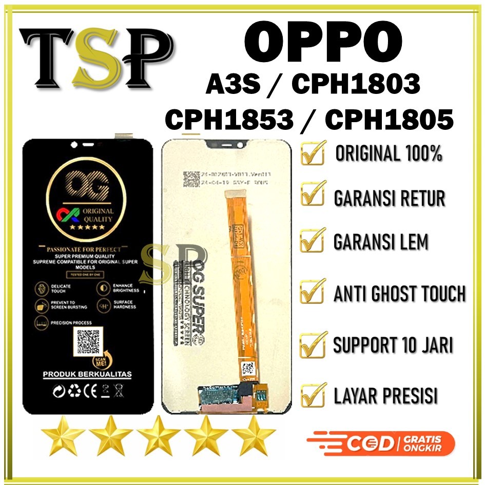 LCD TOUCHSCREEN OPPO A3S / CPH1803 / CPH1853 / CPH1805 ORIGINAL 100% FULLSET