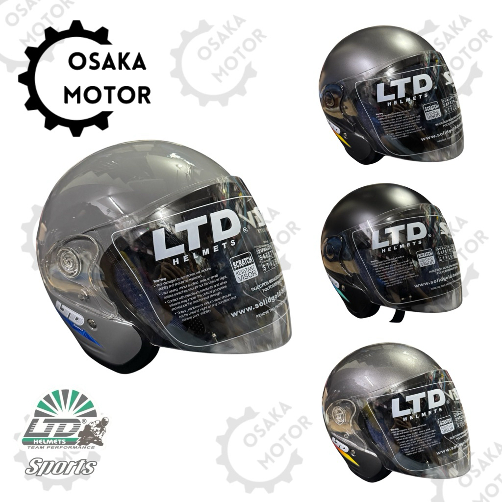 Helm LTD Sports NON PET Original 100% SNI Indonesia ISO Malaysia Polos Modern Gray Abu Kilat Abu Dof