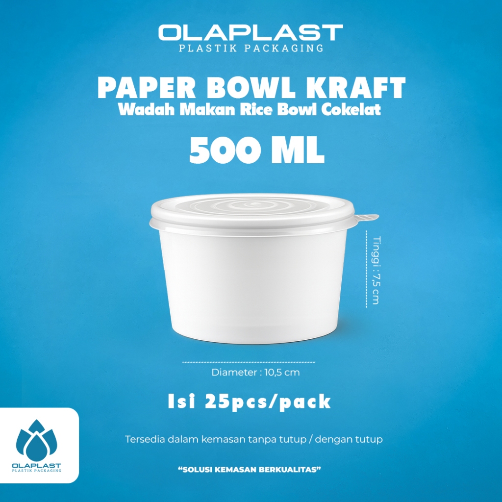 Paper Bowl 500 Ml / Rice Bowl / Wadah Mangkok / Tempat Makan Kertas