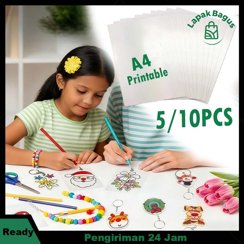 BISA DICETAK-Kertas Shrink Paper Printable DIY Shrinky Dink Plastic Keychain Heat Shrink Paper Gantu