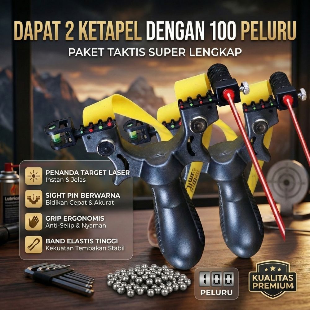 Dua Ketapel Tactical Slingshot dengan Laser untuk Berburu Presisi Dengan Dengan Ratusan Peluruh