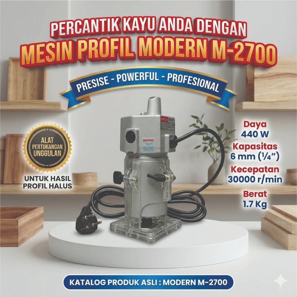 Modern M-2700 Mesin Profil Kayu Wood Trimmer 6mm Router Pemotong Kayu