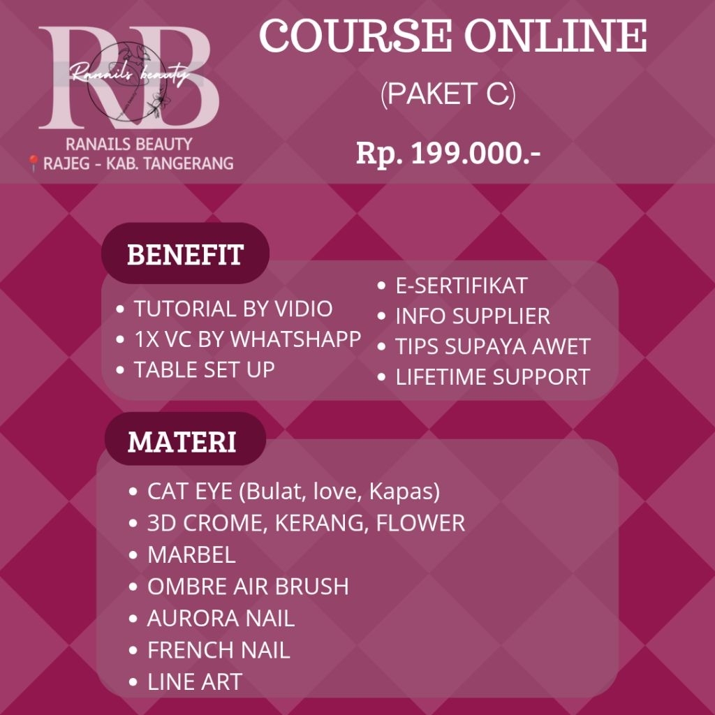 COURSE ONLINE PAKET C (Kursus nail art)
