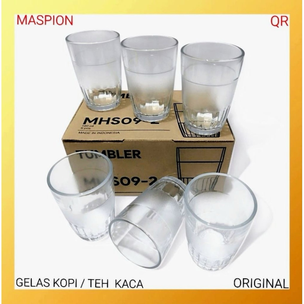 Gelas kopi Kaca maspion polos motiv unik cantik  harga termurah isi 6