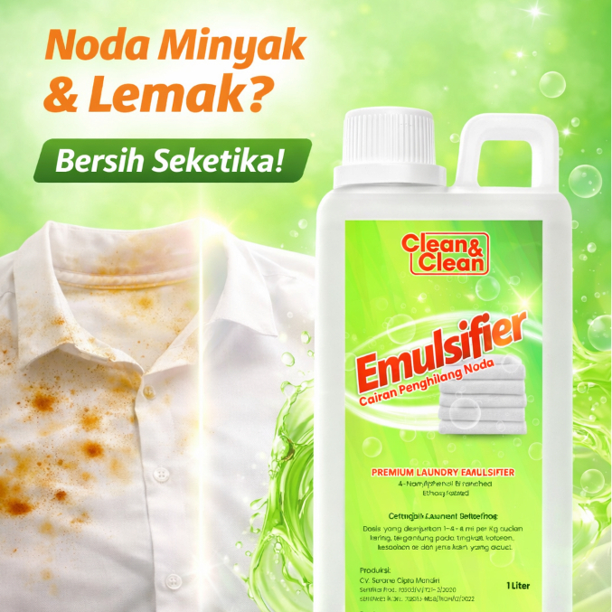 CAIRAN PENGHILANG NODA MINYAK PAKAIAN Emulsifier Laundry (Noda Minyak, Noda Daki, Noda Lemak) 1 LITE