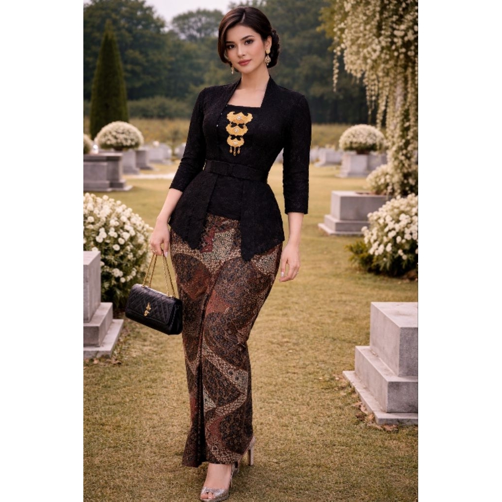 LIMITED KEBAYA KHUSUS HITAM KUTUBARU DAN KARTINI MODERN BROKAT SEMI PRANCIS LAPIS FULL FURING KATUN 