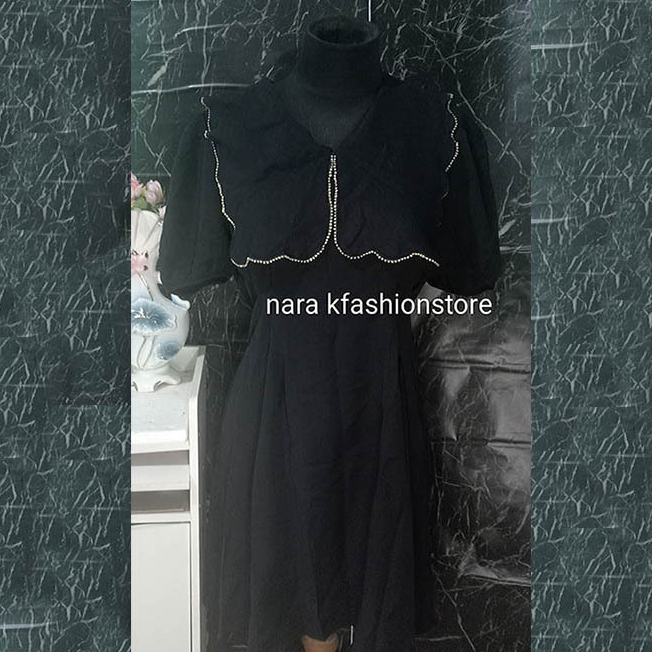 KOREAN BLACK DRESS|MIDI DRESS|DRESS SELUTUT|VINTAGE DRESS
