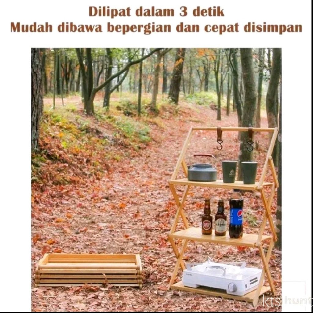 Rak lipat luar ruangan Rak Camping Rak Lipat Susun Rak lipat kayu portable