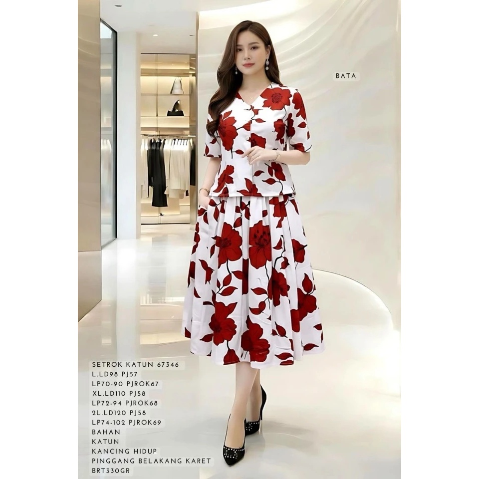 SET ROK WANITA DEWASA 67346 BAHAN KATUN TERSEDIA UKURAN STANDAR DAN JUMBO