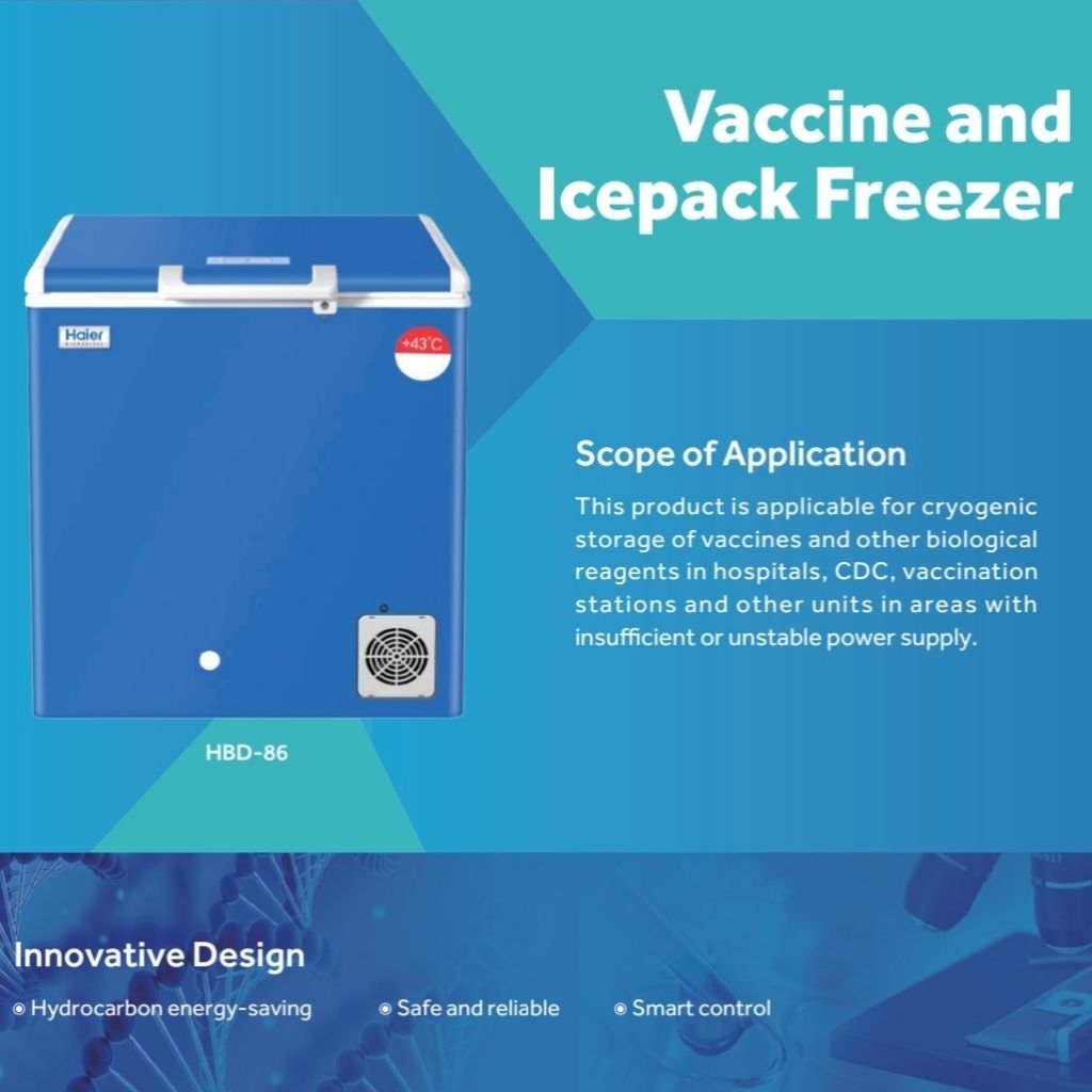 Vaccine and Icepack Freezer - Kulkas Vaksin Haier HBD 86 Freezer Vaksin Coldchain Vaccine Refrigerat
