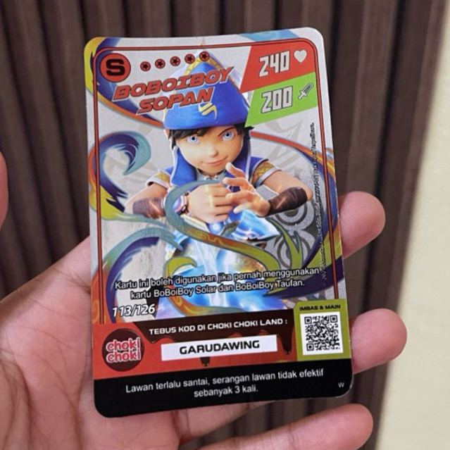 Kartu Boboiboy Sopan ori asli