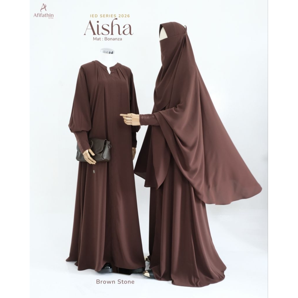 Afifathin ~ AISHA Mom Set Short Bahan Bonanza / Khimar Nonpad Softpad FK / Set Gamis Syari Lebaran U