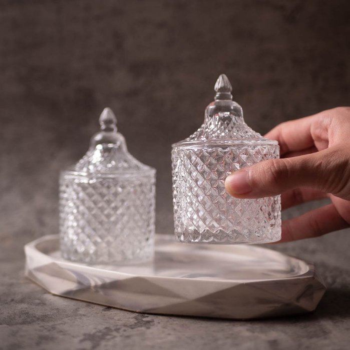 Jar Kaca Mini Diamond Toples Kaca Mini Wadah Permen Hampers Souvenir Candy Jar Gift CG-42