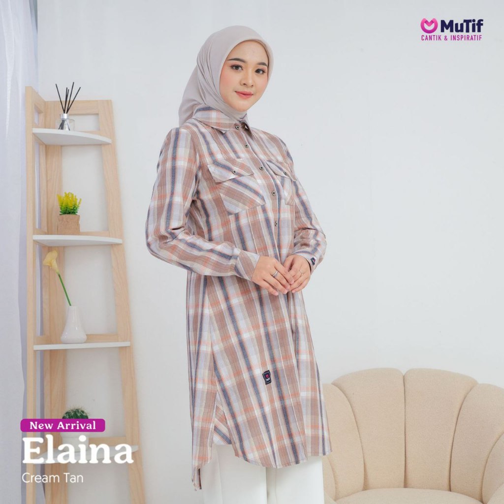 MuTif - Atasan Wanita Tunik Elaina Cream Tan