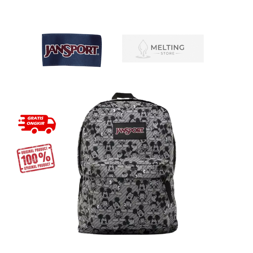 JANSPORT x DISNEY Superbreak Back Pack Disney Grey Rabbit Mickey Terbaru