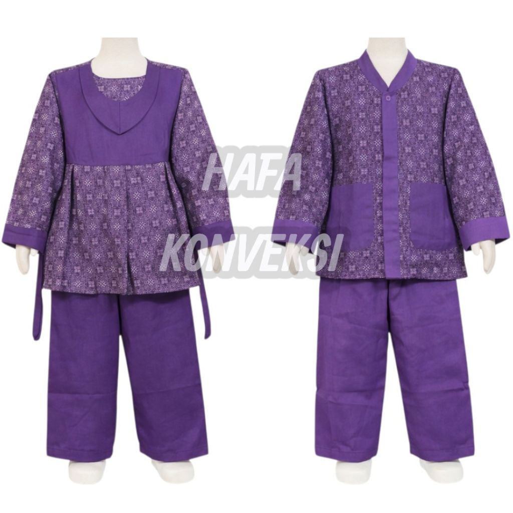 READY STOK Seragam Muslim Anak Tk / Baju Muslim Bebidol TK Batik Warna Ungu