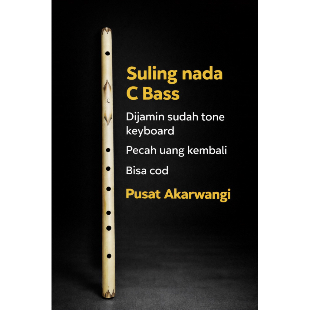 Suling Bambu Profesional Nada "C Bass", Sudah Tone keyboard. Jaminan uang kembali jika pecah