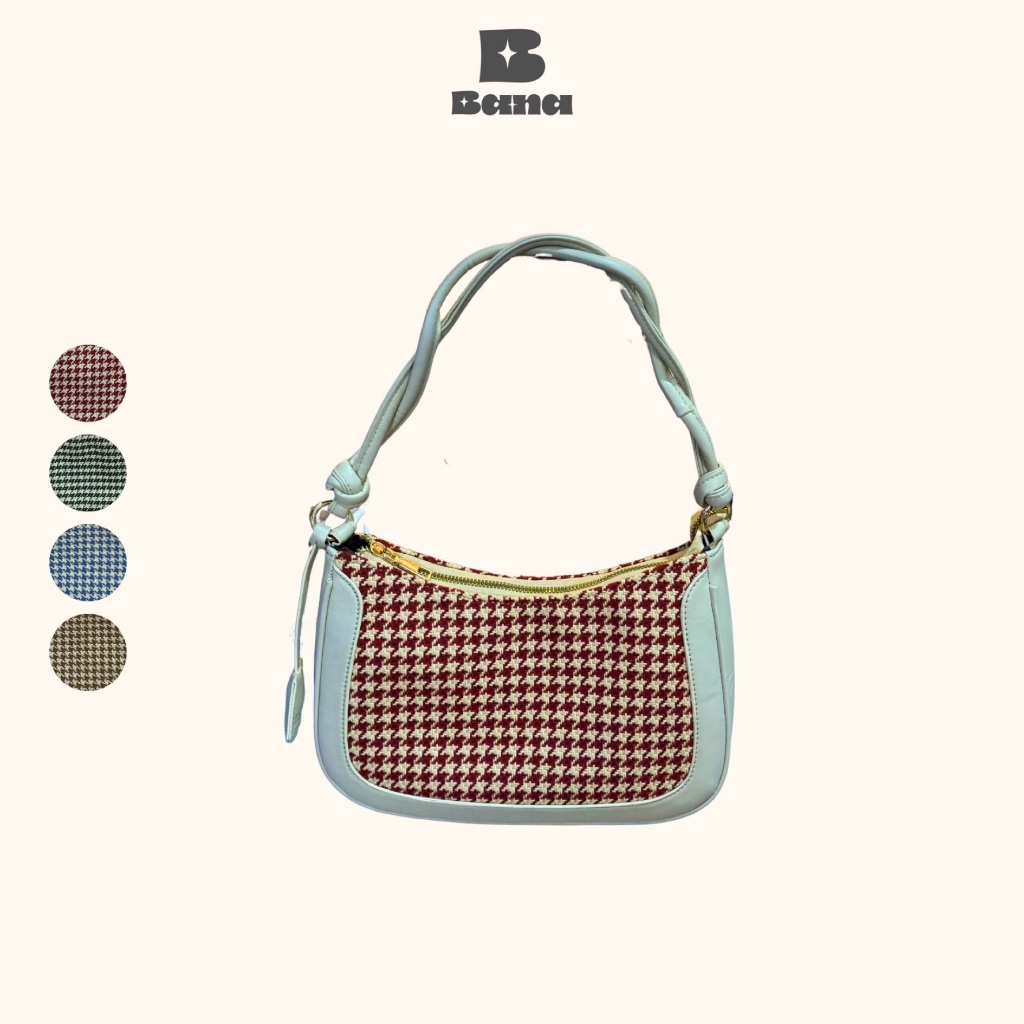 BANA Hailey Shoulder Bag | Tas Bahu Wanita Houndstooth Vintage | Elegan & Timeless | 3 Warna