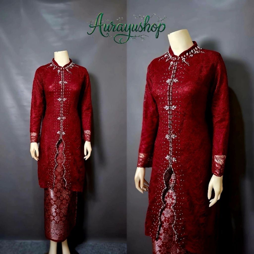 [Aurayushop] Set Kebaya Busui Full Brokat Model Zigzag || Kebaya wisuda || Kebaya Kondangan || Kebay