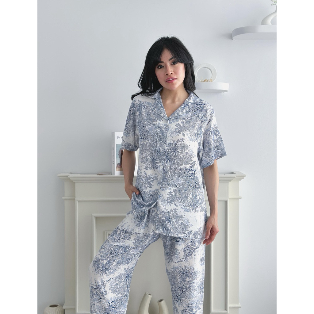 baju tidur wanita motif dior | piyama motif dior lengan pendek | pijamas wanita motif dior