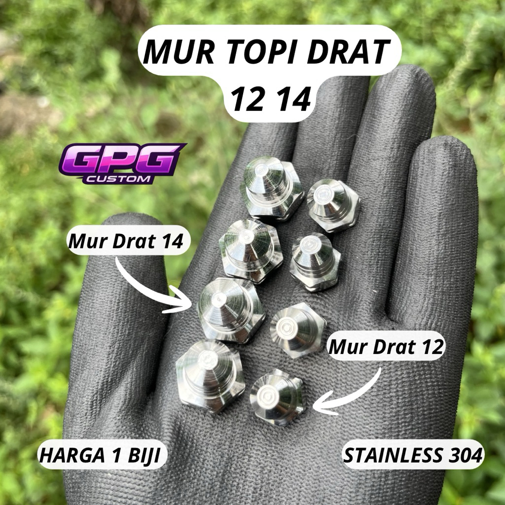 Mur Topi Drat 12 14 Mur Topi Stainless M8 M10 Mur topi modif costum