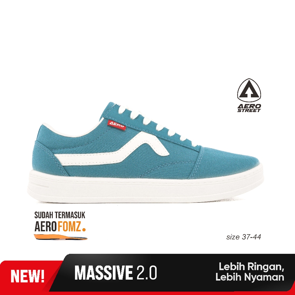 Aerostreet 37-44 Massive Low 2.0 Natural Biru Tua Pastel - Sepatu Sneakers Casual