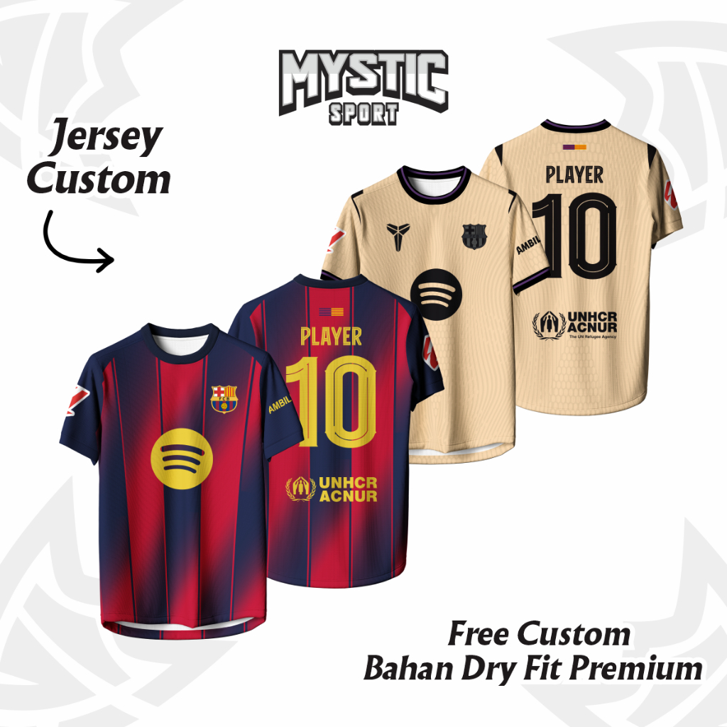 Jersey Barcelona 2025 - 2026 Home & Away // Jersey Sepakbola // Jersey Retro // Jersey Custom Unisex