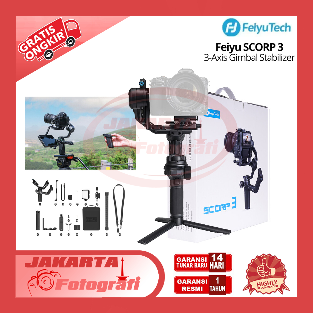 Feiyu SCORP 3 3-Axis Gimbal Stabilizer Kit Motorized 3-Axis Dual-Handgrip Gimbal  RESMI
