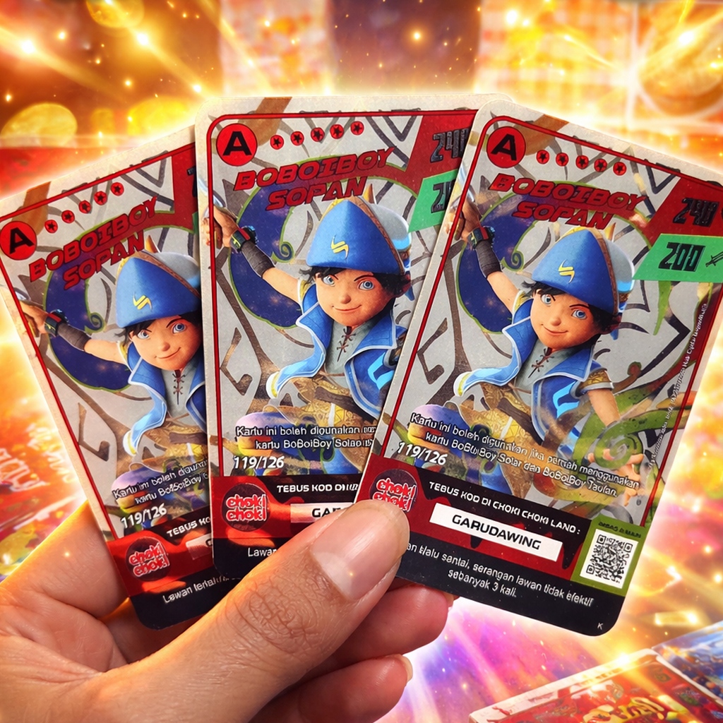 Kartu Boboiboy Sopan Foil Hologram Original Choki-choki Monsta Galaxy Card Season 2