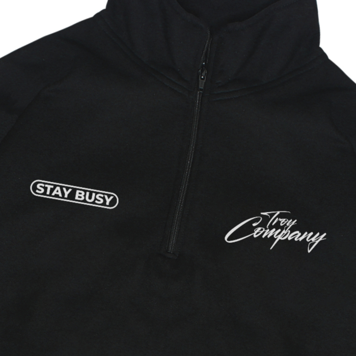 Troy Company Half Zip Collared Sweatshirt Letr - Half Zipper Hitam HZ 3294