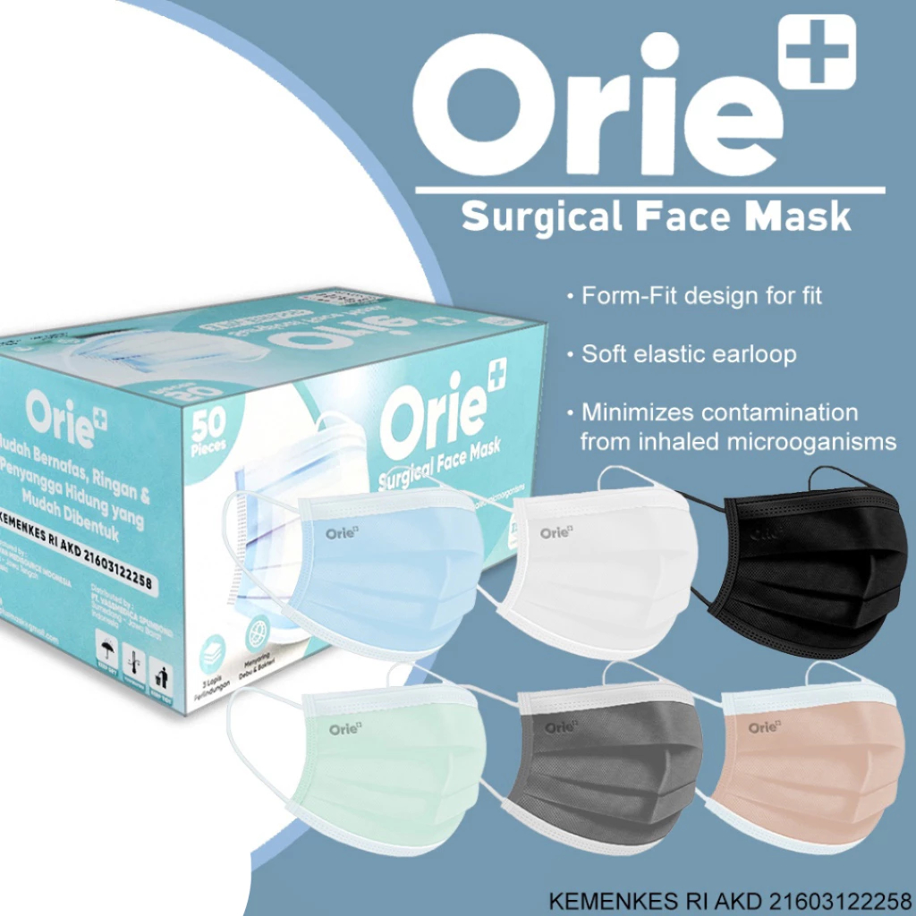 Masker Medis Orie+ 3 Ply Dewasa 50 Pcs