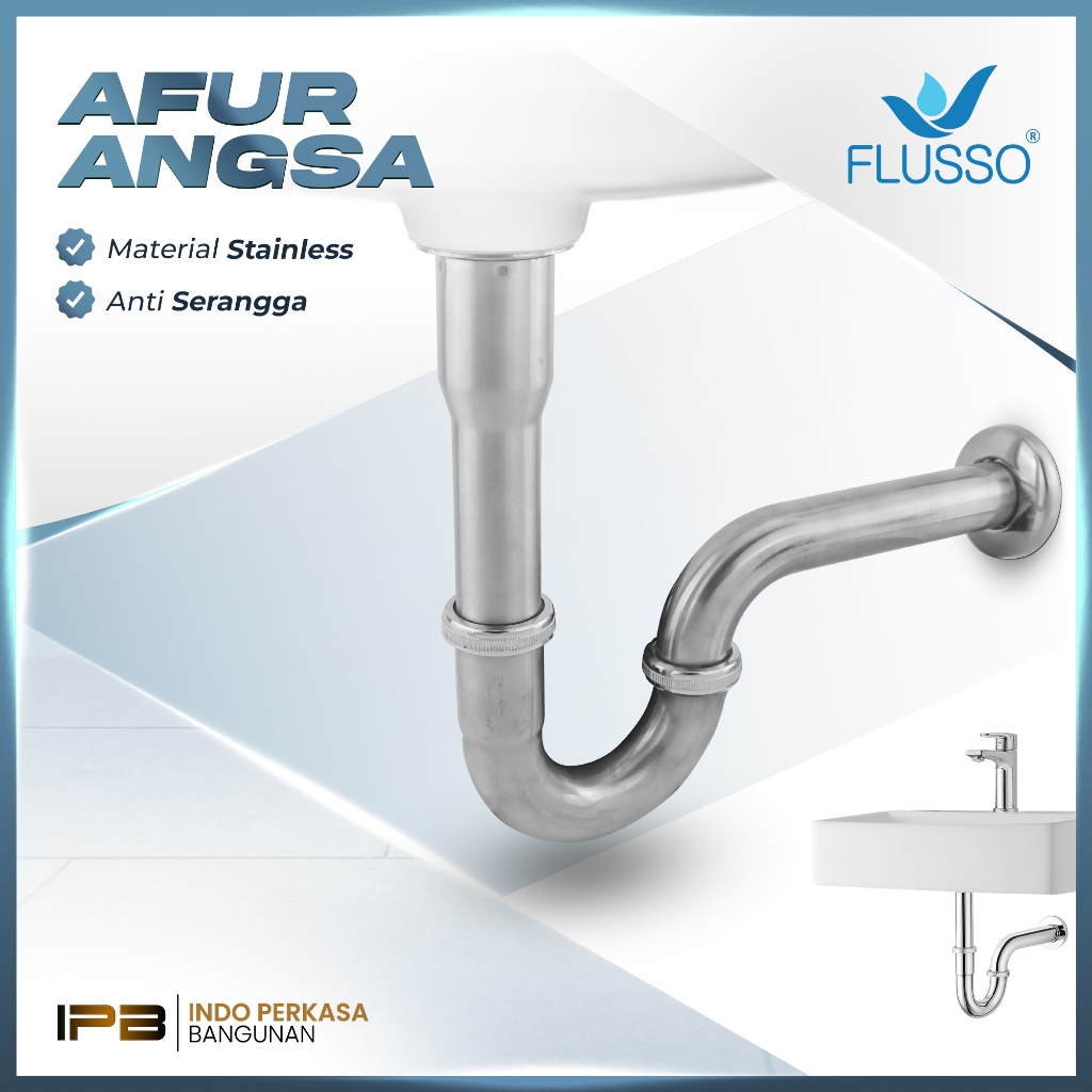 Flusso Sifon Botol PVC Wastafel Cuci Tangan | Selang Air Pembuangan Fleksibel Afur Wastafel 1 1/4